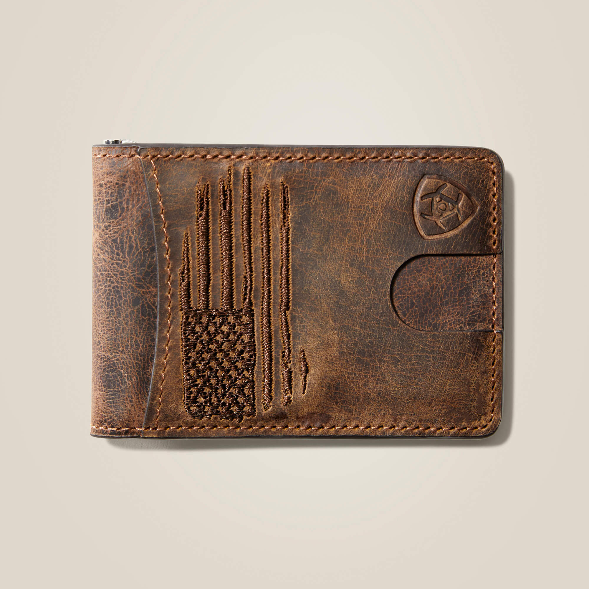 Bifold Slim Wallet Patriot Flag Embroidery